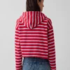 Hettegenser i frotté med oversized striper og glidelås