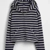 Hettegenser i frotté med oversized striper og glidelås
