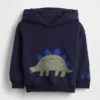 Hettegenser med lomme for Baby og Småbarn i Vintagesoft-stoff med dinosaurmotiv