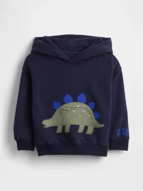 Hettegenser med lomme for Baby og Småbarn i Vintagesoft-stoff med dinosaurmotiv