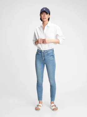 High Rise True Skinny-Jeans med skjulte, utjevnende lommer