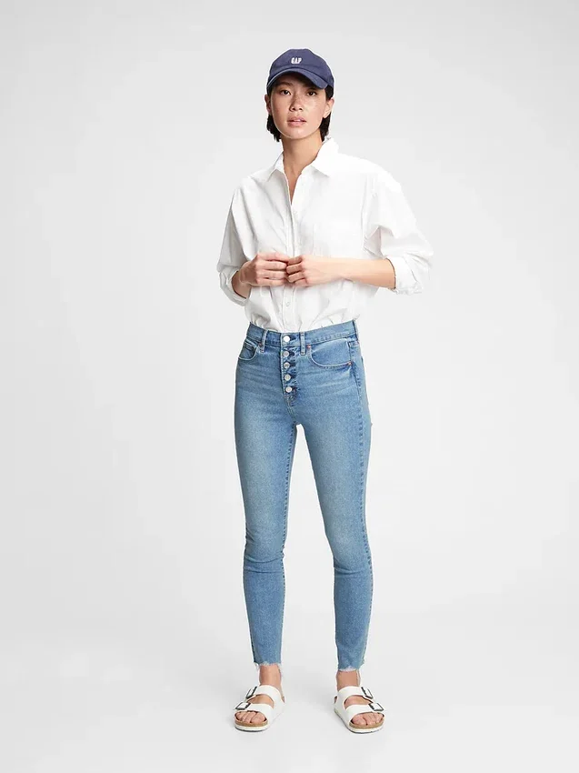 High Rise True Skinny-Jeans med skjulte, utjevnende lommer