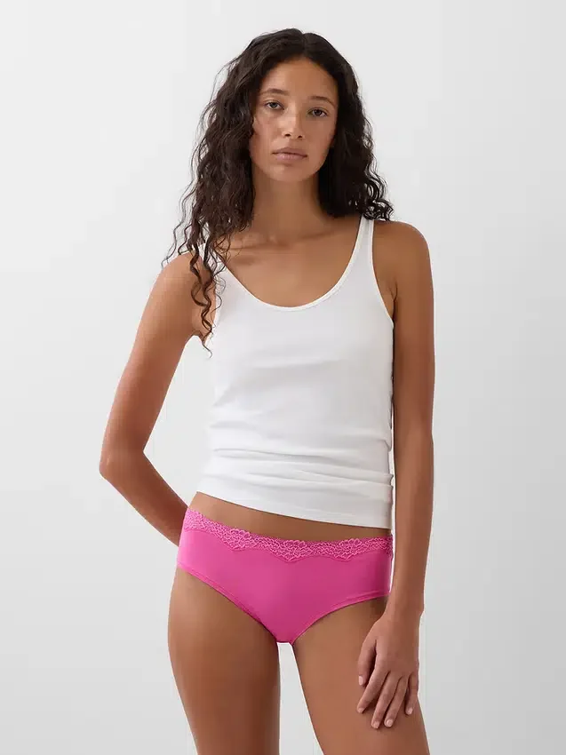 Hipster-truse i økologisk stretchbomull med blonder