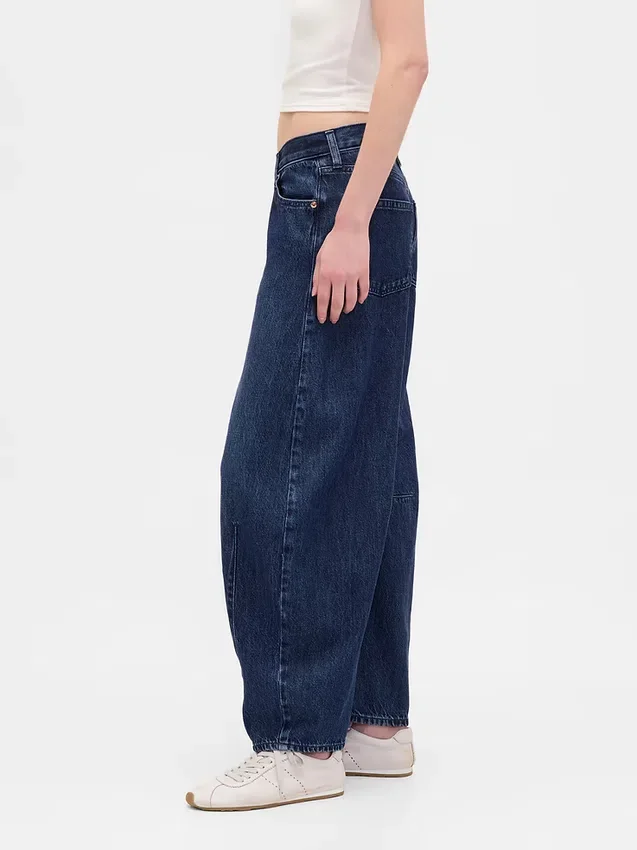 Høy midje, ultramyke crossover-Jeans med hesteskoform