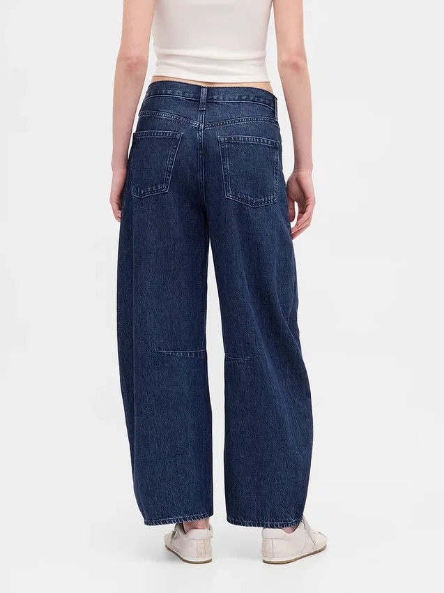 Høy midje, ultramyke crossover-Jeans med hesteskoform