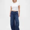 Høy midje, ultramyke crossover-Jeans med hesteskoform