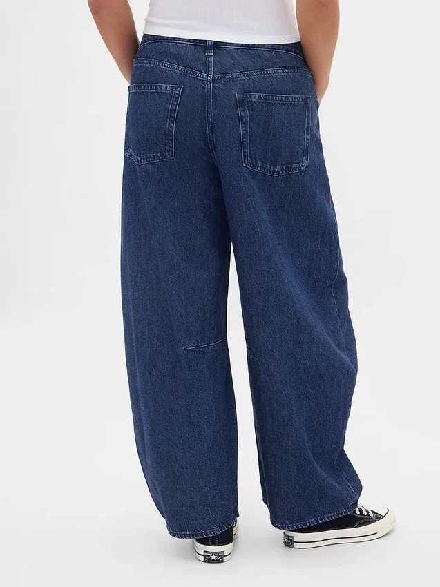 Høy midje, ultramyke crossover-Jeans med hesteskoform