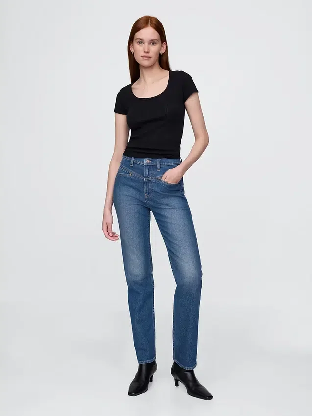 Høy midje, western-inspirerte, slanke, rette Jeans i 90-tallsstil