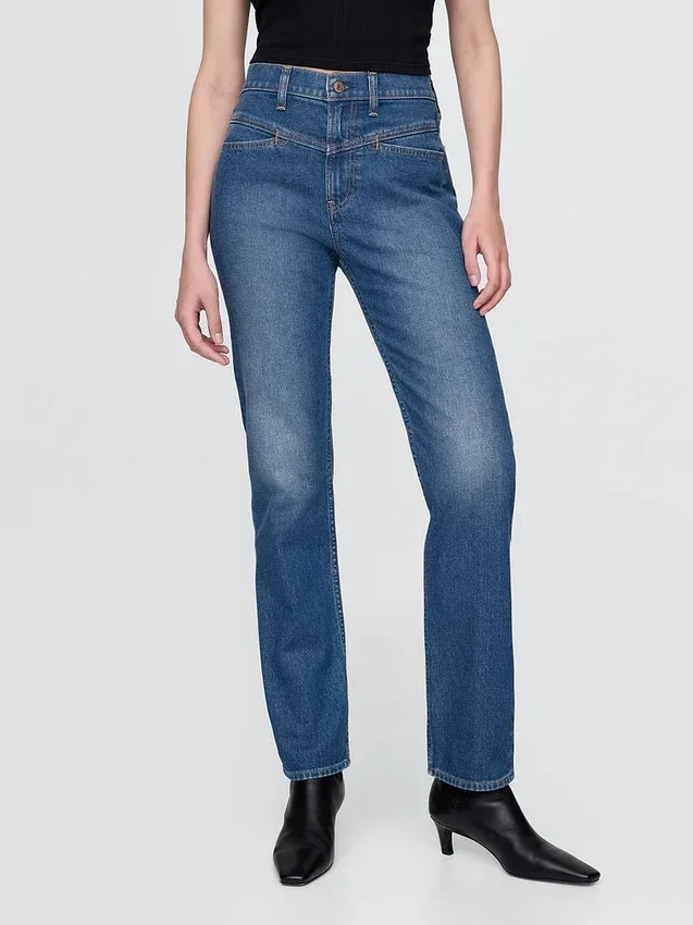 Høy midje, western-inspirerte, slanke, rette Jeans i 90-tallsstil