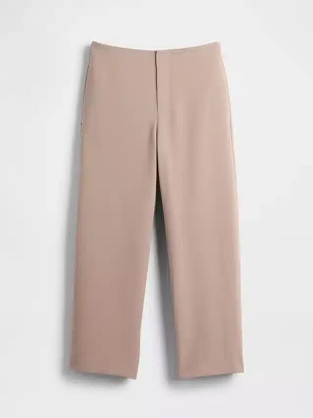 Høyt sittende, rette ankelbukser i twill
