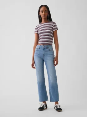 Høytaljede, slanke, rette cropped-Jeans i 90-tallsstil