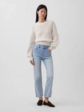 Høytaljede, slanke, rette cropped-Jeans i 90-tallsstil
