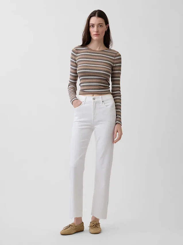 Høytaljede, slanke, rette cropped-Jeans i 90-tallsstil