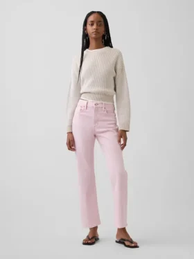 Høytaljede, slanke, rette cropped-Jeans i 90-tallsstil