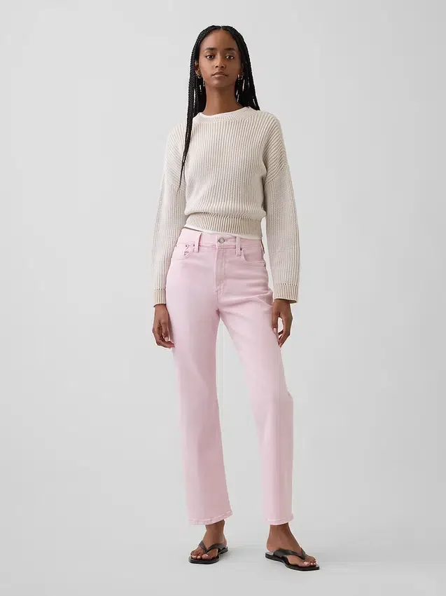 Høytaljede, slanke, rette cropped-Jeans i 90-tallsstil