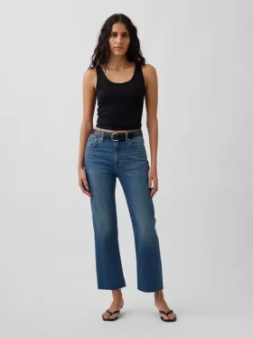 Høytaljede, slanke, rette cropped-Jeans i 90-tallsstil