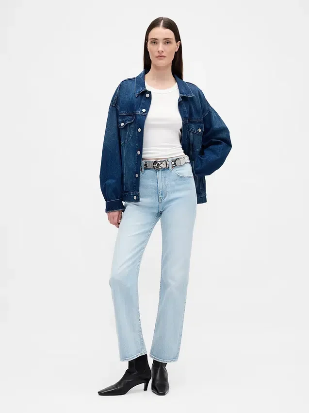 Høytaljede, slanke, rette cropped-Jeans i 90-tallsstil