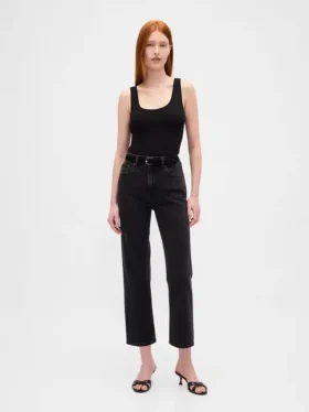 Høytaljede, slanke, rette cropped-Jeans i 90-tallsstil