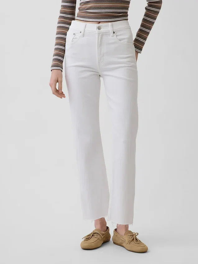 Høytaljede, slanke, rette cropped-Jeans i 90-tallsstil
