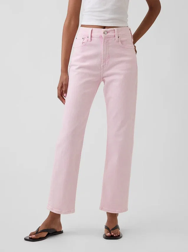 Høytaljede, slanke, rette cropped-Jeans i 90-tallsstil