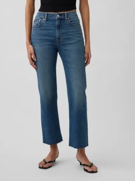 Høytaljede, slanke, rette cropped-Jeans i 90-tallsstil