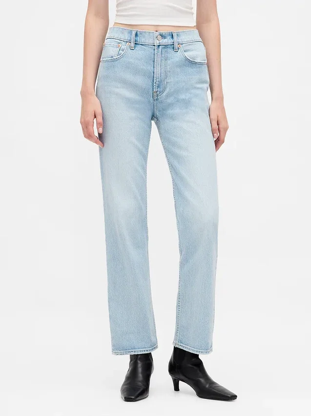 Høytaljede, slanke, rette cropped-Jeans i 90-tallsstil