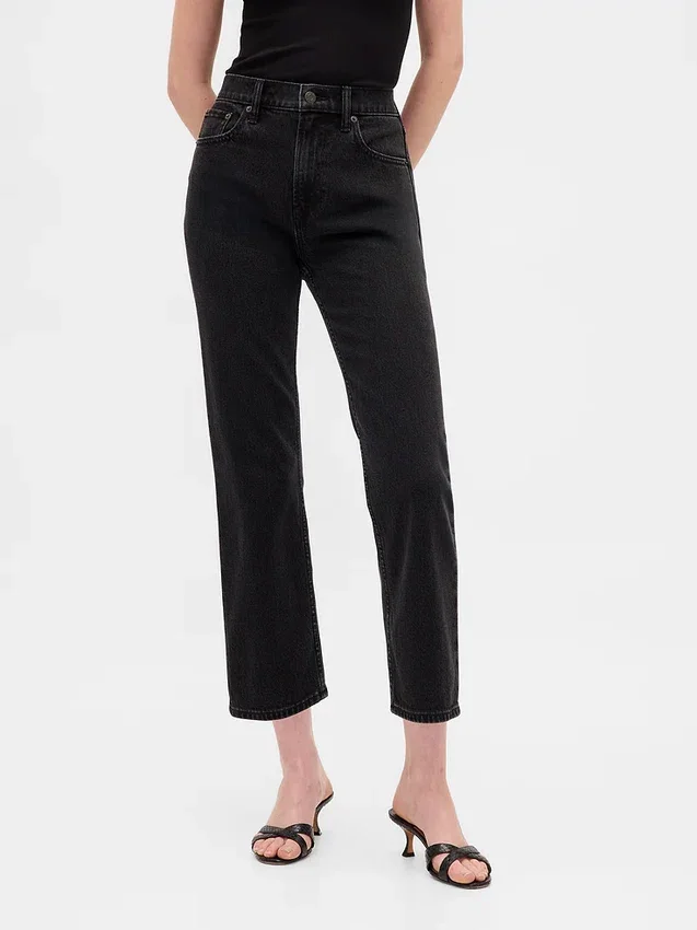 Høytaljede, slanke, rette cropped-Jeans i 90-tallsstil