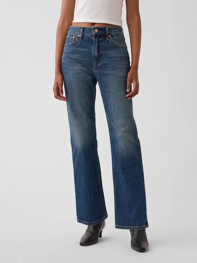 Høytaljede, slanke, rette cropped-Jeans i 90-tallsstil