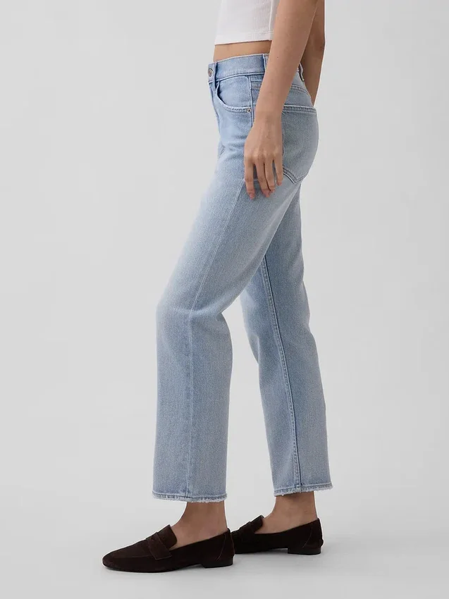 Høytaljede, slanke, rette cropped-Jeans i 90-tallsstil