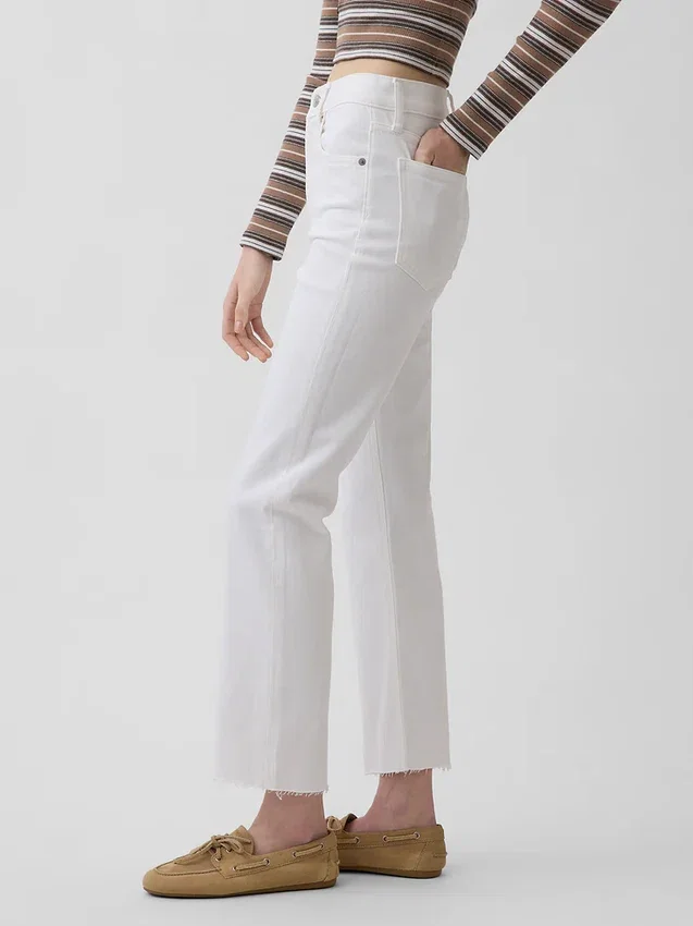 Høytaljede, slanke, rette cropped-Jeans i 90-tallsstil