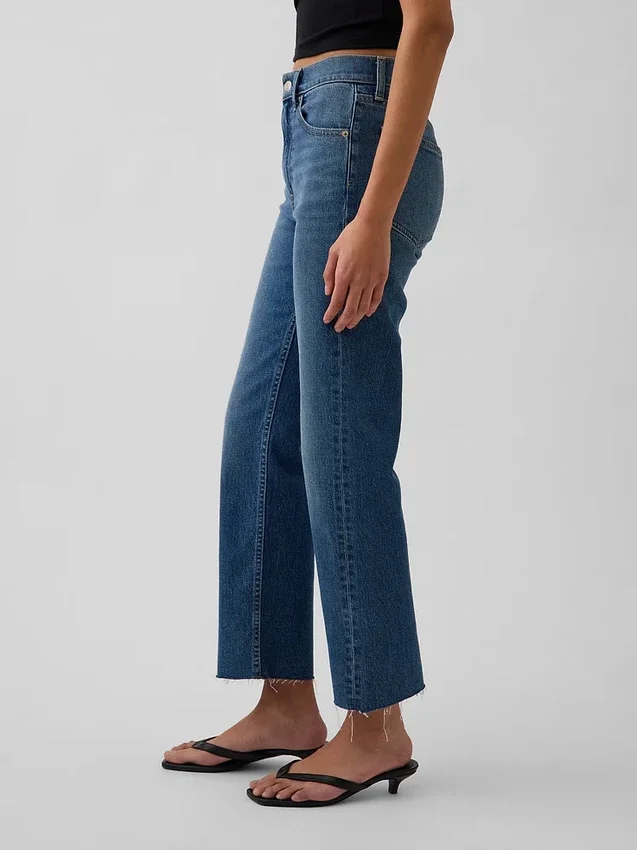Høytaljede, slanke, rette cropped-Jeans i 90-tallsstil