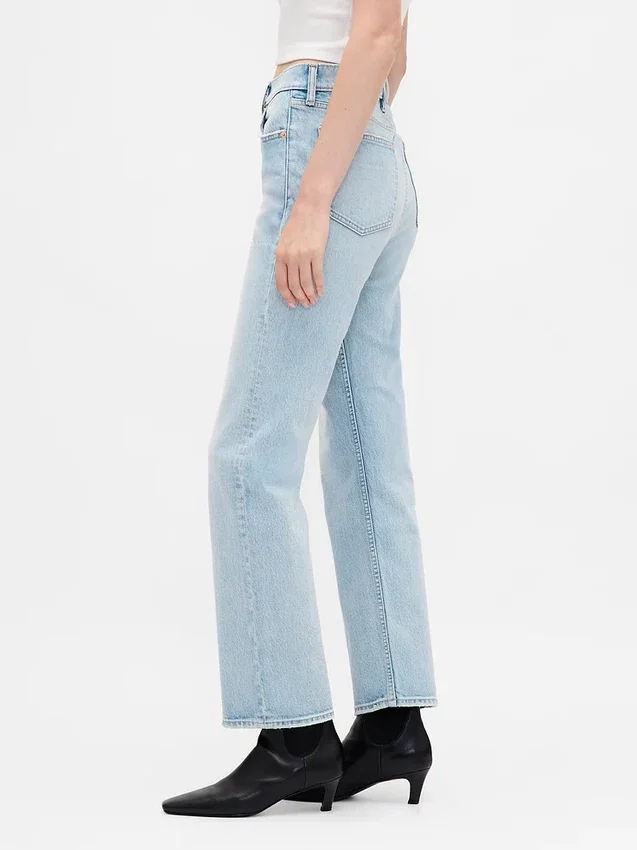 Høytaljede, slanke, rette cropped-Jeans i 90-tallsstil