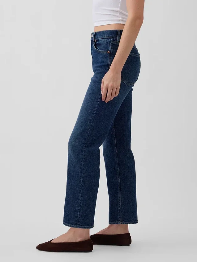 Høytaljede, slanke, rette cropped-Jeans i 90-tallsstil