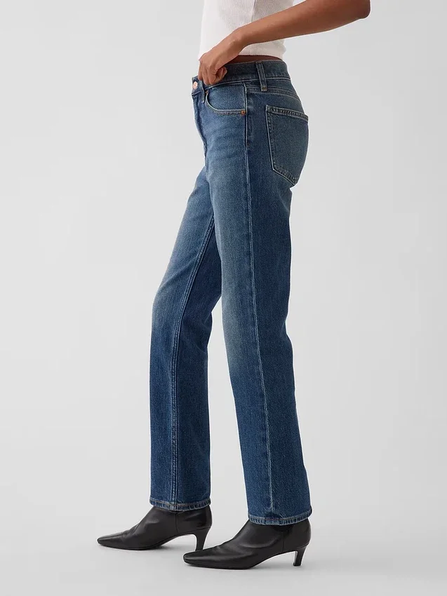 Høytaljede, slanke, rette cropped-Jeans i 90-tallsstil