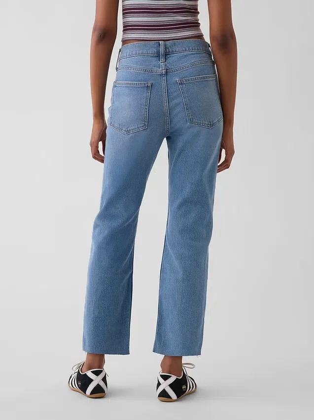 Høytaljede, slanke, rette cropped-Jeans i 90-tallsstil