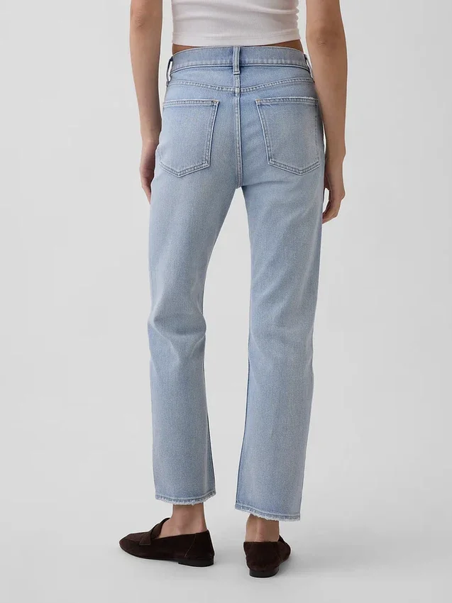 Høytaljede, slanke, rette cropped-Jeans i 90-tallsstil