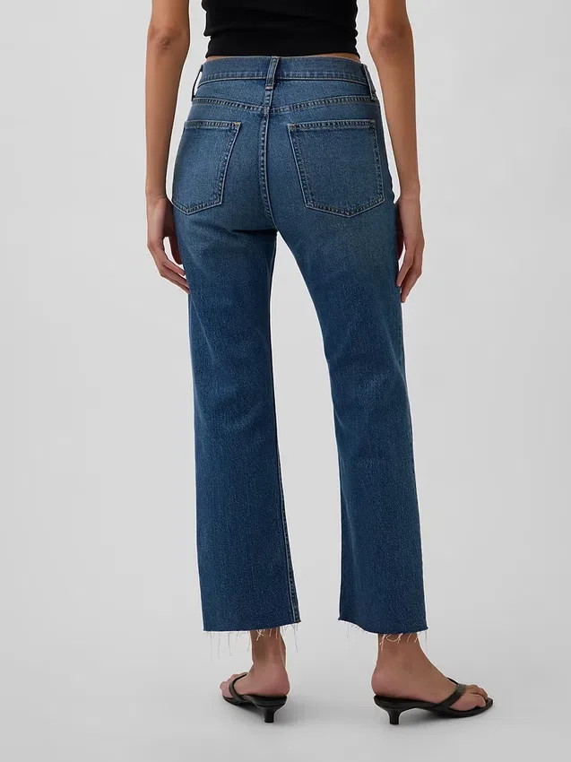 Høytaljede, slanke, rette cropped-Jeans i 90-tallsstil