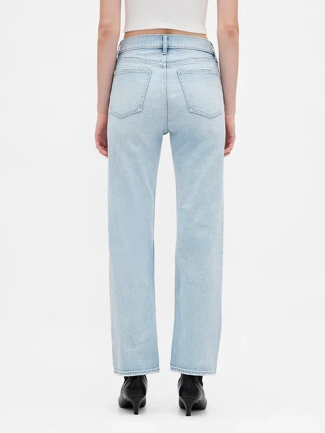 Høytaljede, slanke, rette cropped-Jeans i 90-tallsstil