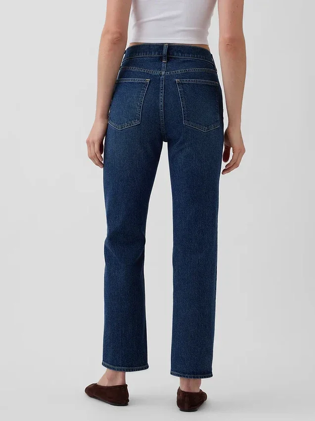 Høytaljede, slanke, rette cropped-Jeans i 90-tallsstil