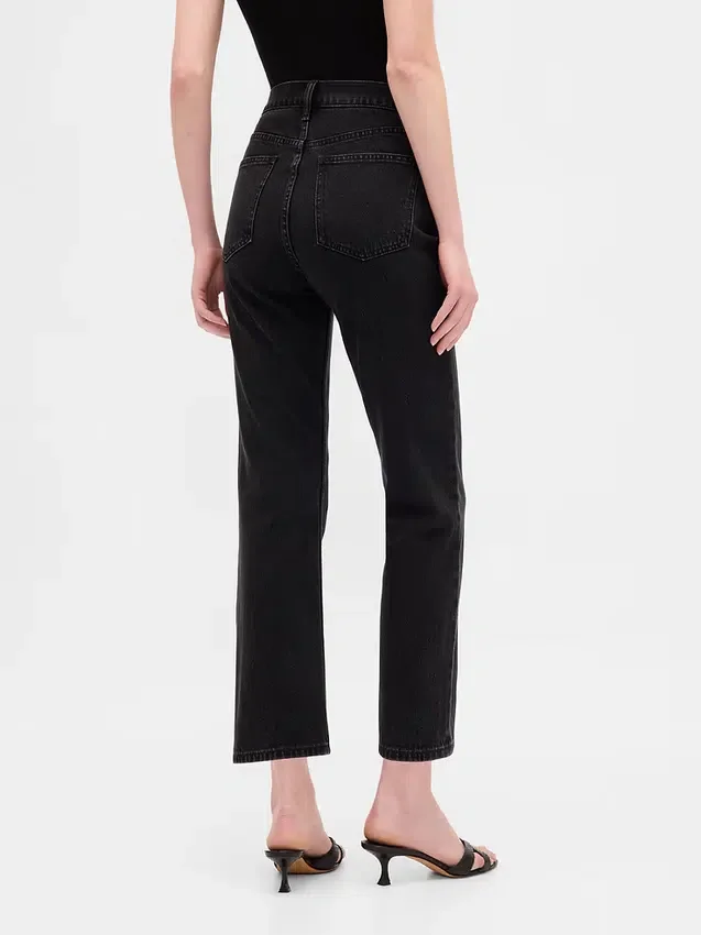 Høytaljede, slanke, rette cropped-Jeans i 90-tallsstil