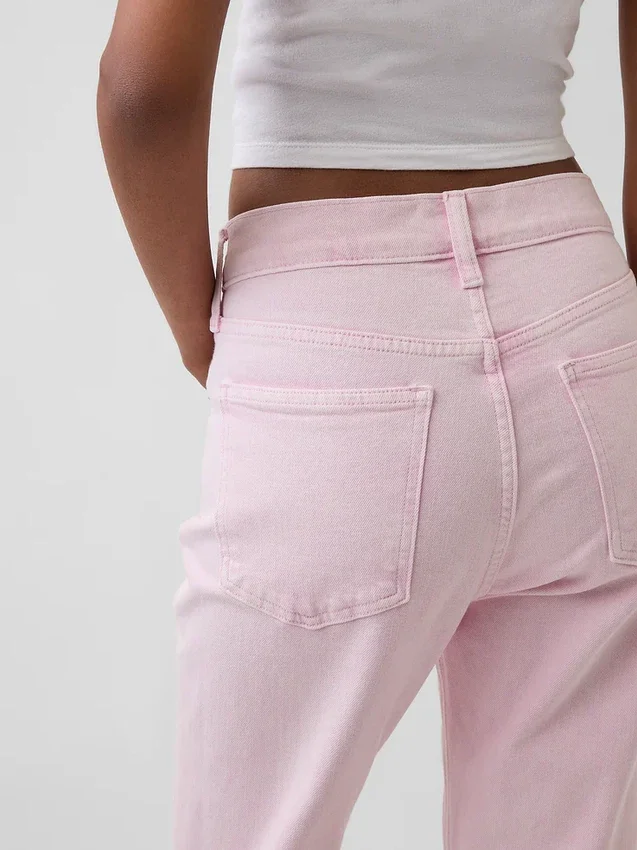 Høytaljede, slanke, rette cropped-Jeans i 90-tallsstil