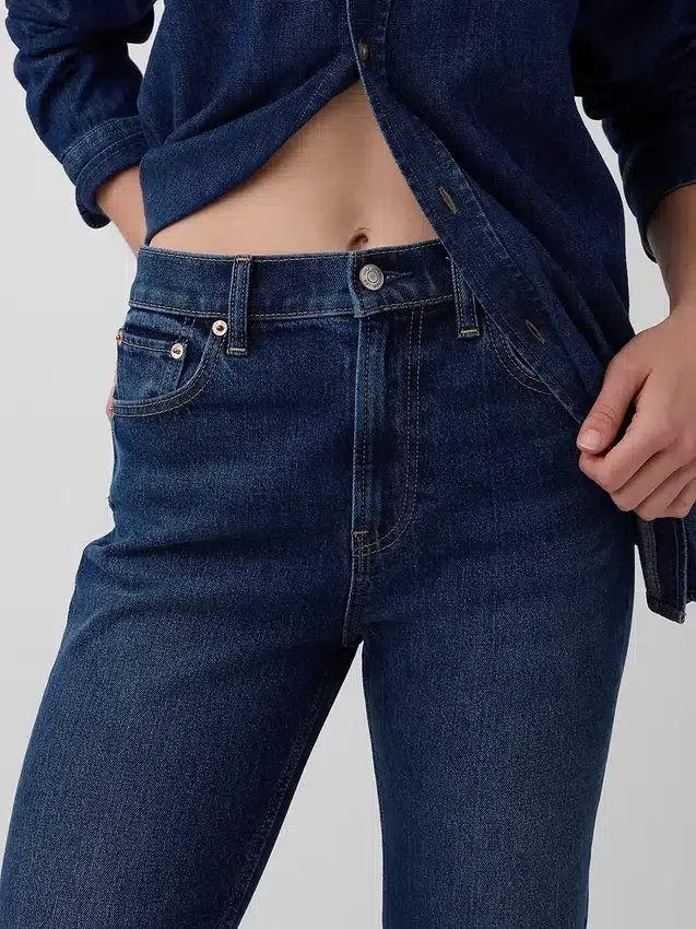 Høytaljede, slanke, rette cropped-Jeans i 90-tallsstil