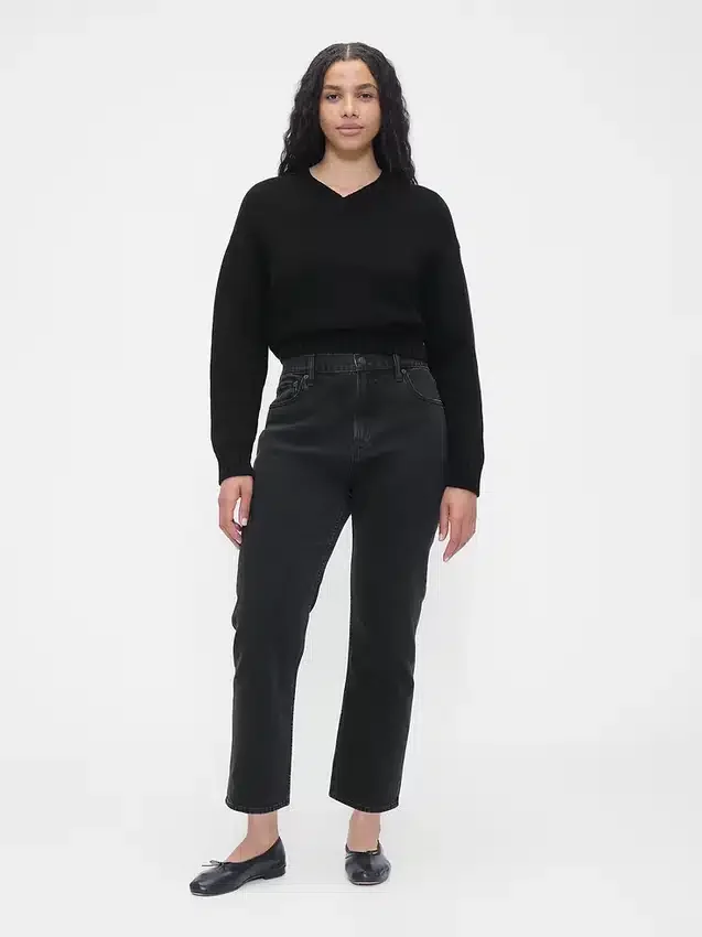 Høytaljede, slanke, rette cropped-Jeans i 90-tallsstil