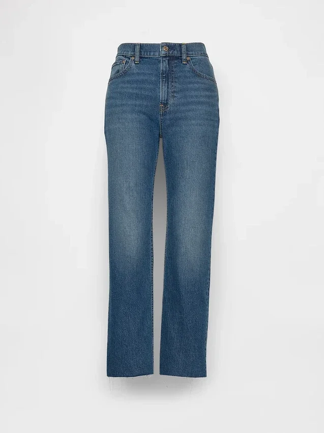Høytaljede, slanke, rette cropped-Jeans i 90-tallsstil