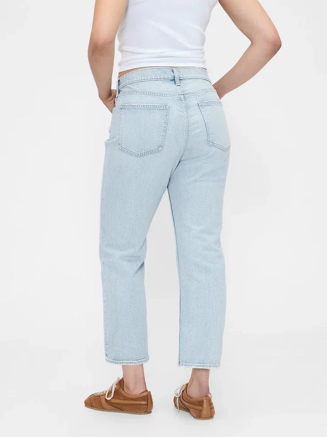 Høytaljede, slanke, rette cropped-Jeans i 90-tallsstil