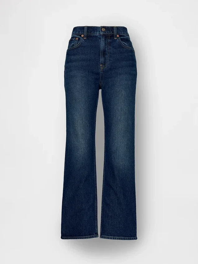 Høytaljede, slanke, rette cropped-Jeans i 90-tallsstil