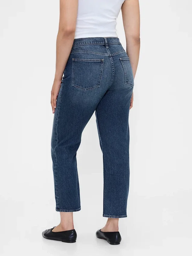 Høytaljede, slanke, rette cropped-Jeans i 90-tallsstil