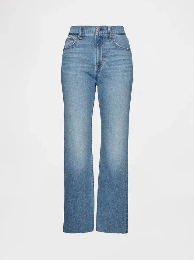 Høytaljede, slanke, rette cropped-Jeans i 90-tallsstil