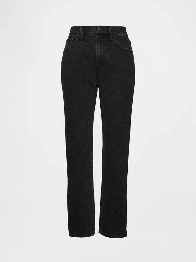Høytaljede, slanke, rette cropped-Jeans i 90-tallsstil