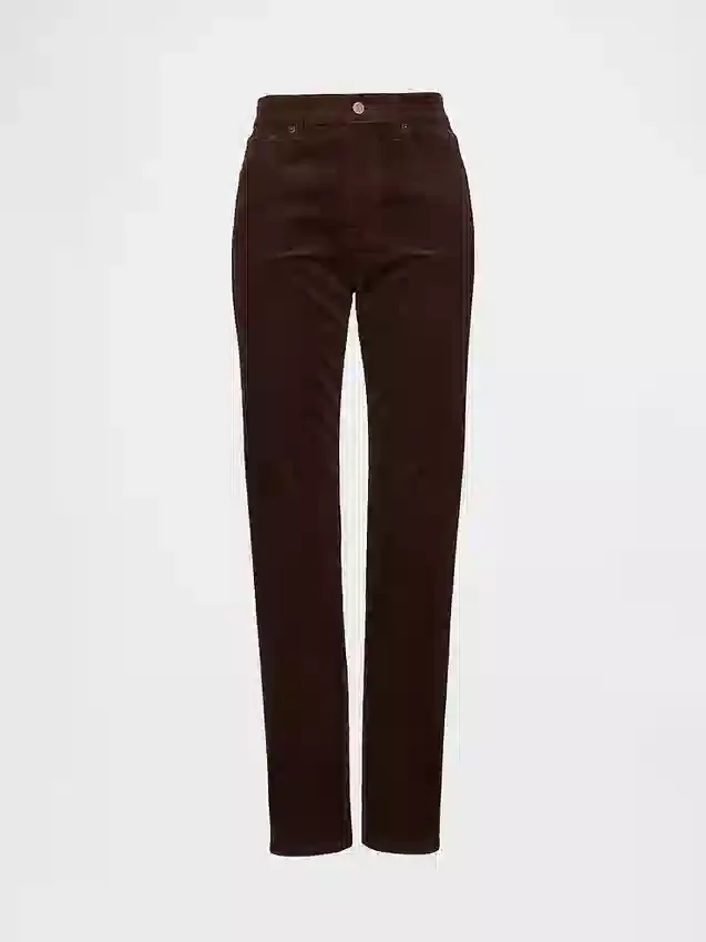 Høytaljede, smale, rette jeans i kordfløyel i 90-tallsstil